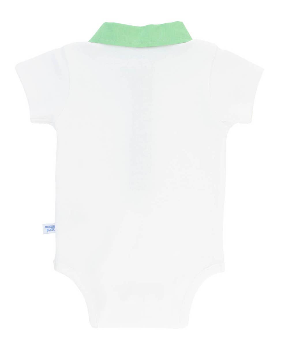 100% Cotton White Short Sleeve Placket Knit Baby Bodysuit