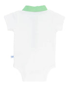 100% Cotton White Short Sleeve Placket Knit Baby Bodysuit