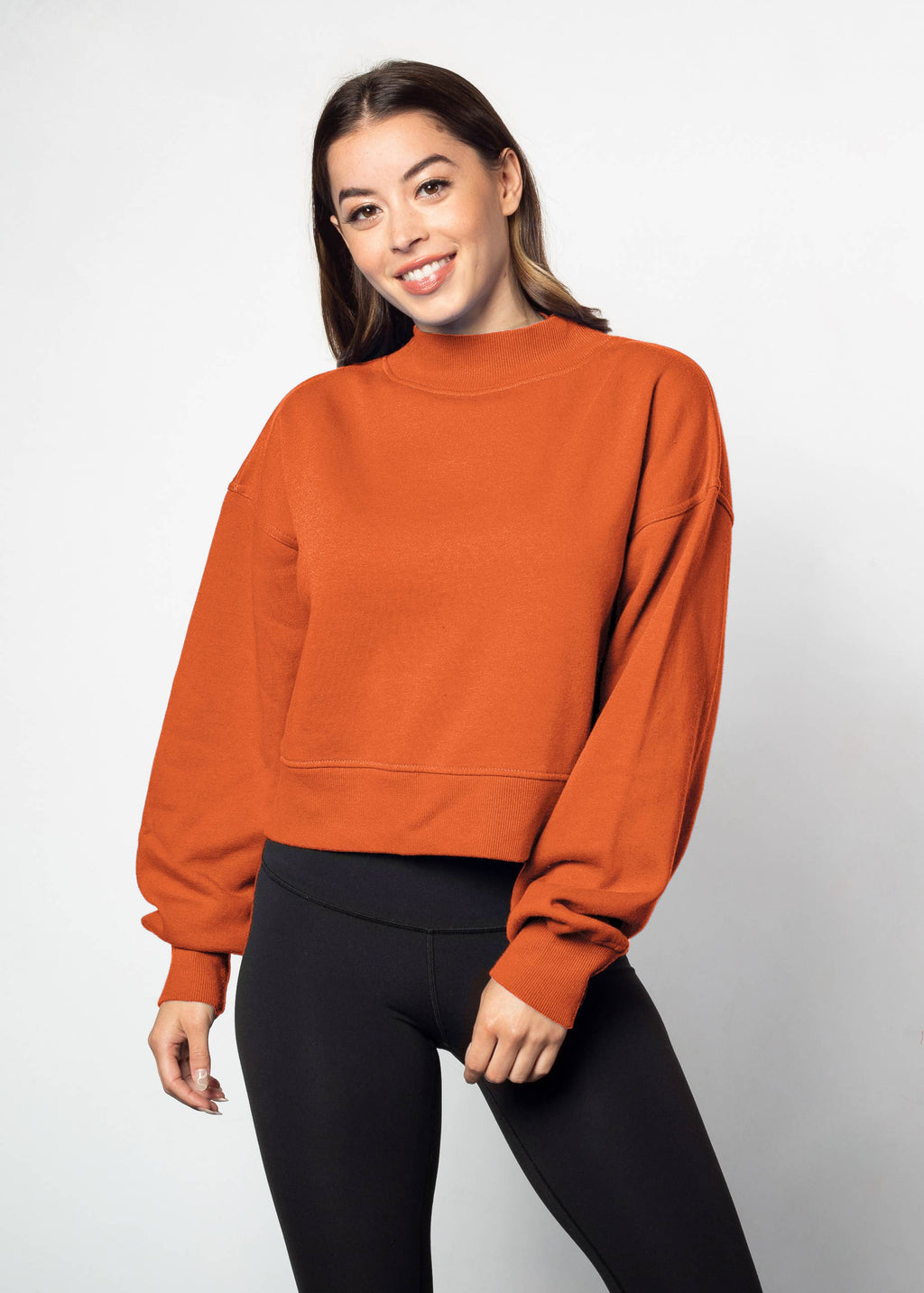 Cotton-Polyester Mock-Neck Pullover Sweatshirt 290 GSM