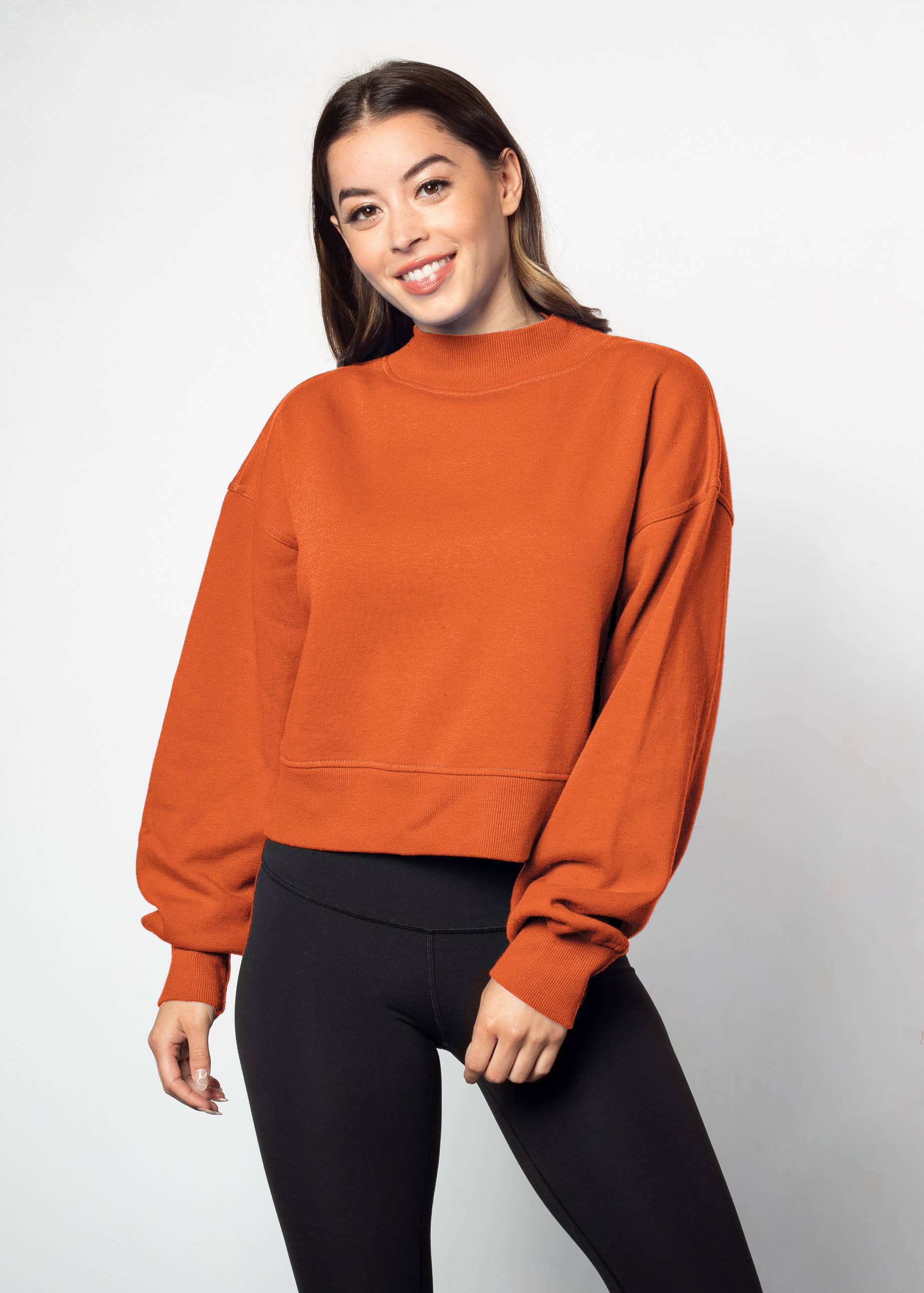 Cotton-Polyester Mock-Neck Pullover Sweatshirt 290 GSM