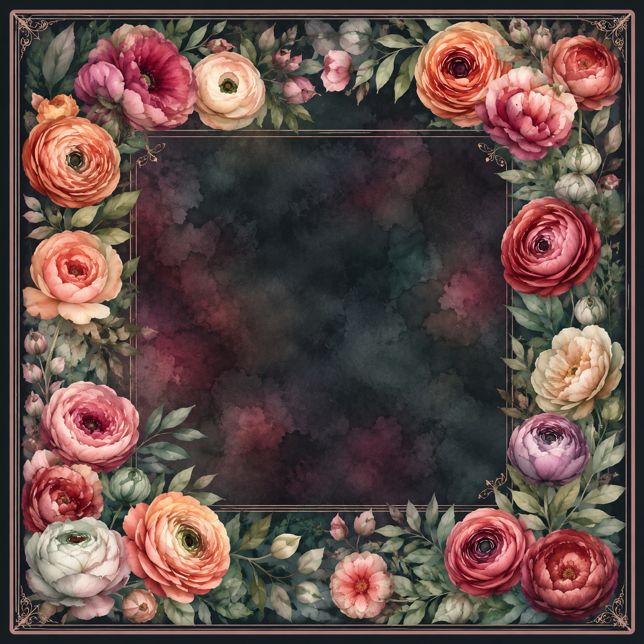 Neoprene Dark Floral Mahjong Mat 36"×36"