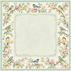 Neoprene Bluebird Botanical Mahjong Mat 36"×36"