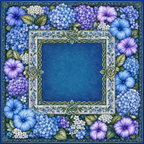 Neoprene Blue Hydrangea Floral Mahjong Mat 36"×36"