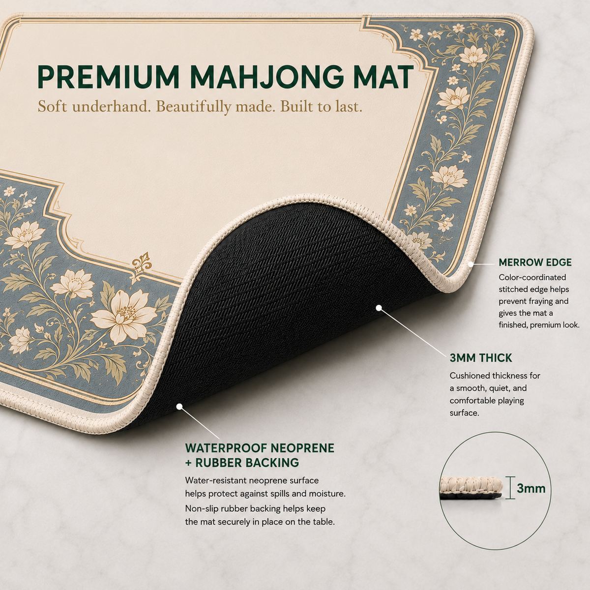 The Golden Standard — Golden Retriever Chinoiserie Mahjong Mat | Paws & Tiles Collection - PREORDER