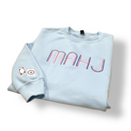 Mahjong Crewneck Sweatshirt with Retro Embroidery