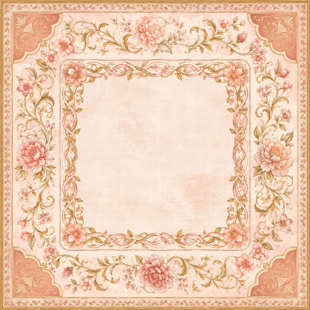 Rose & Gilt — Blush Baroque Mahjong Mat - PREORDER