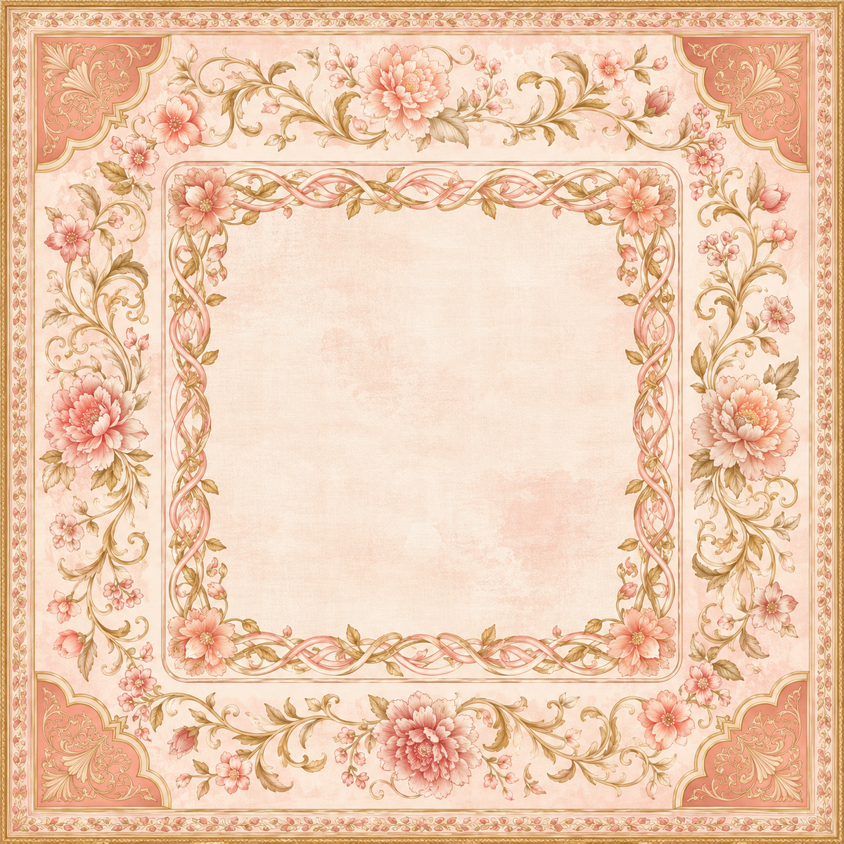 Rose & Gilt — Blush Baroque Mahjong Mat - PREORDER