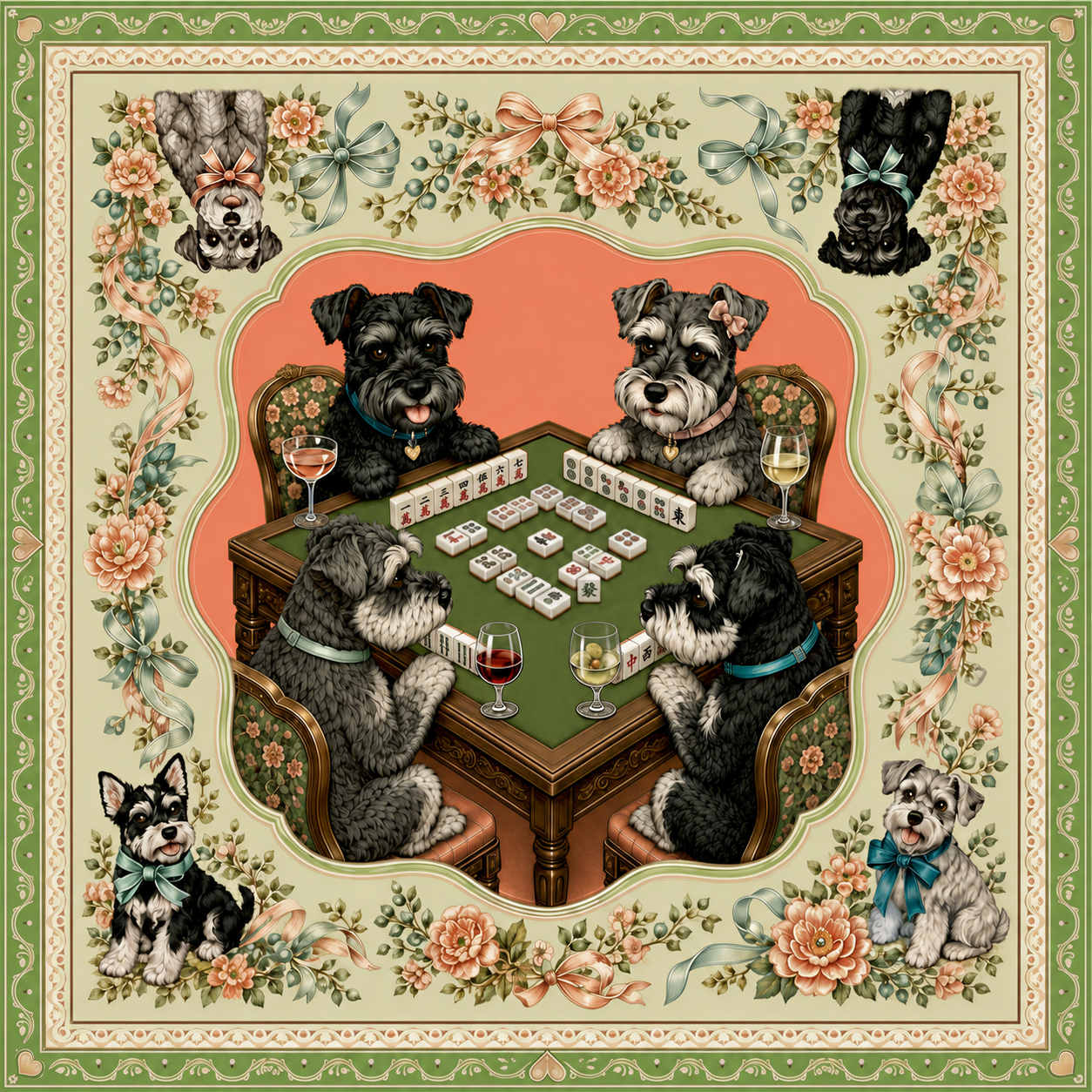 Schnauzer Society — Miniature Schnauzer Mahjong Mat | Paws & Tiles Collection - PREORDER