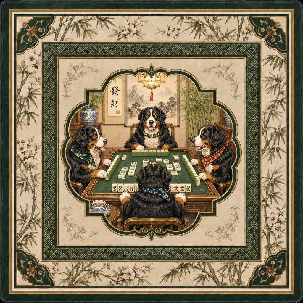 The Jade Parlor — Bernese Mountain Dog Mahjong Mat | Collection - PREORDER