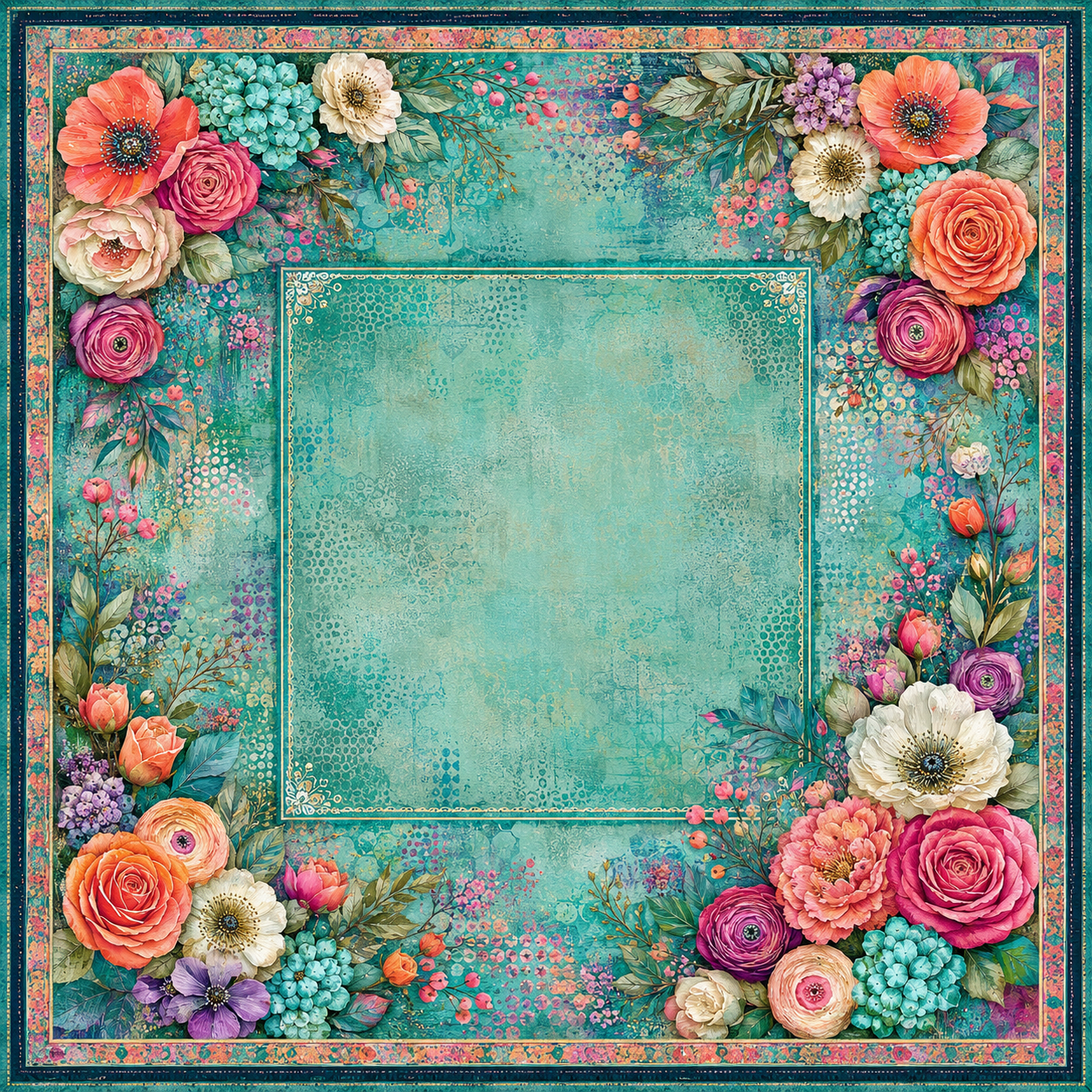 Wildly in Bloom — Boho Floral Mahjong Mat - PREORDER