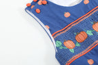 Cotton Knit Blue Pumpkin Smocked Baby Boy Overalls