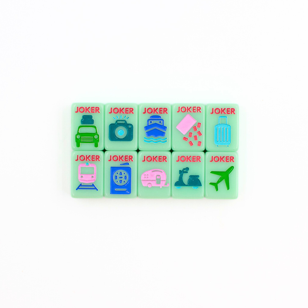 Melamine Mini Travel Mahjong Set 160 Tiles with Bag Green
