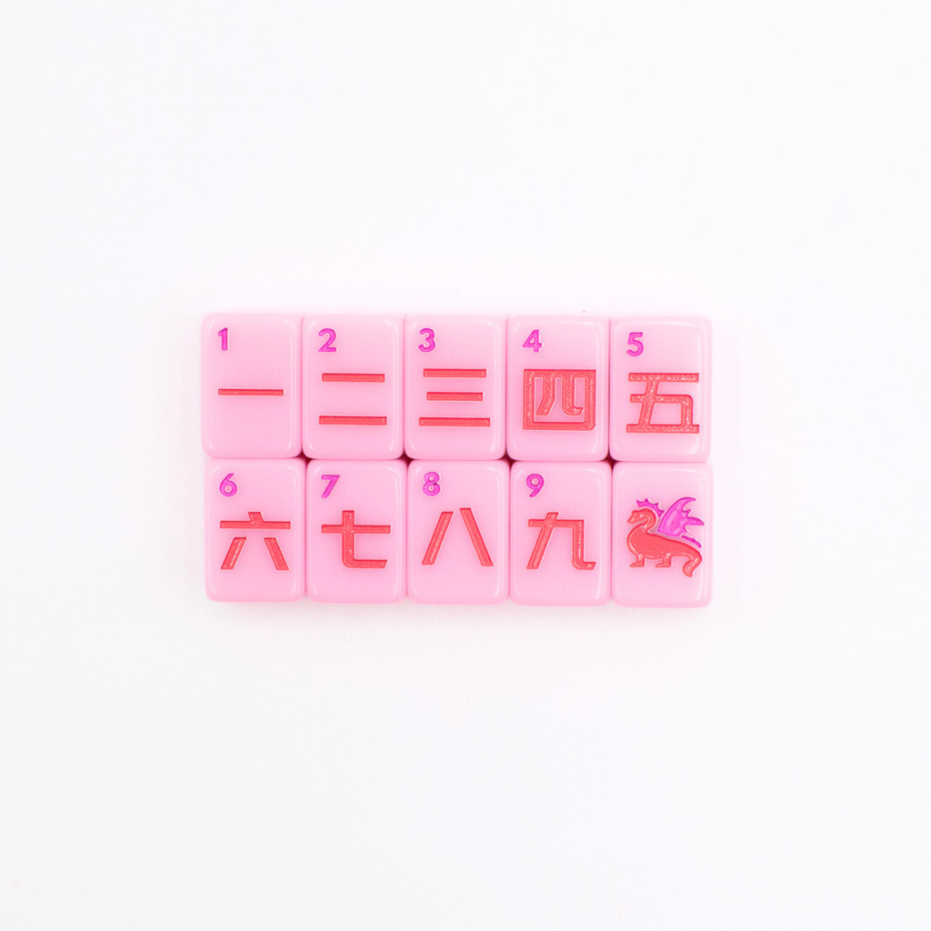 Melamine Mini Travel Mahjong Set 160 Tiles with Bag Pink