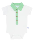 100% Cotton White Short Sleeve Placket Knit Baby Bodysuit