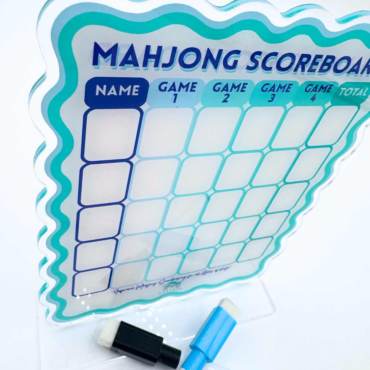 Mahjong Scoreboard (2 color combos) | Scalloped Dry Erase Board with Stand & Markers