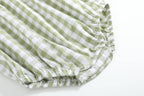 Sage Green Gingham Pumpkin Smocked Romper