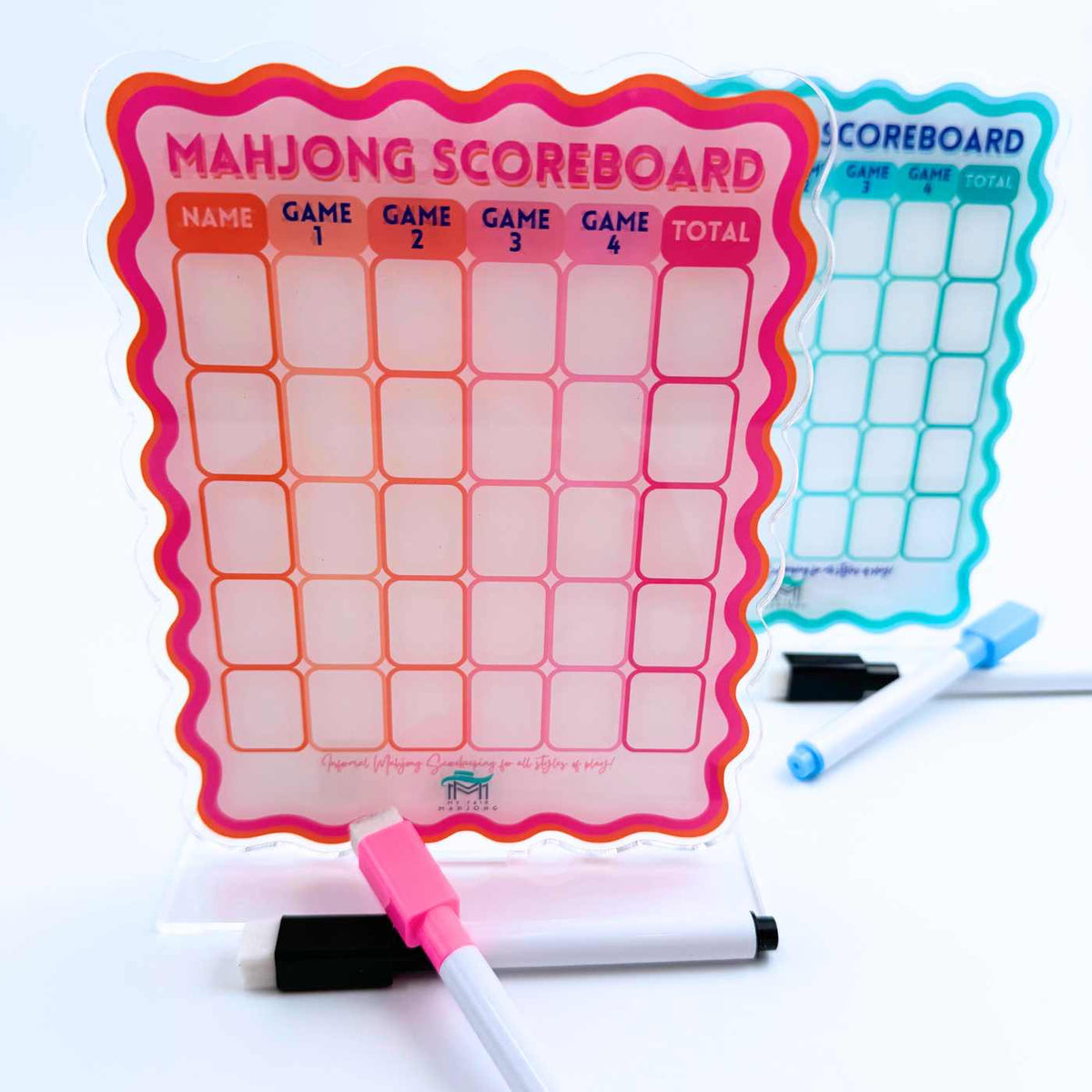 Mahjong Scoreboard (2 color combos) | Scalloped Dry Erase Board with Stand & Markers