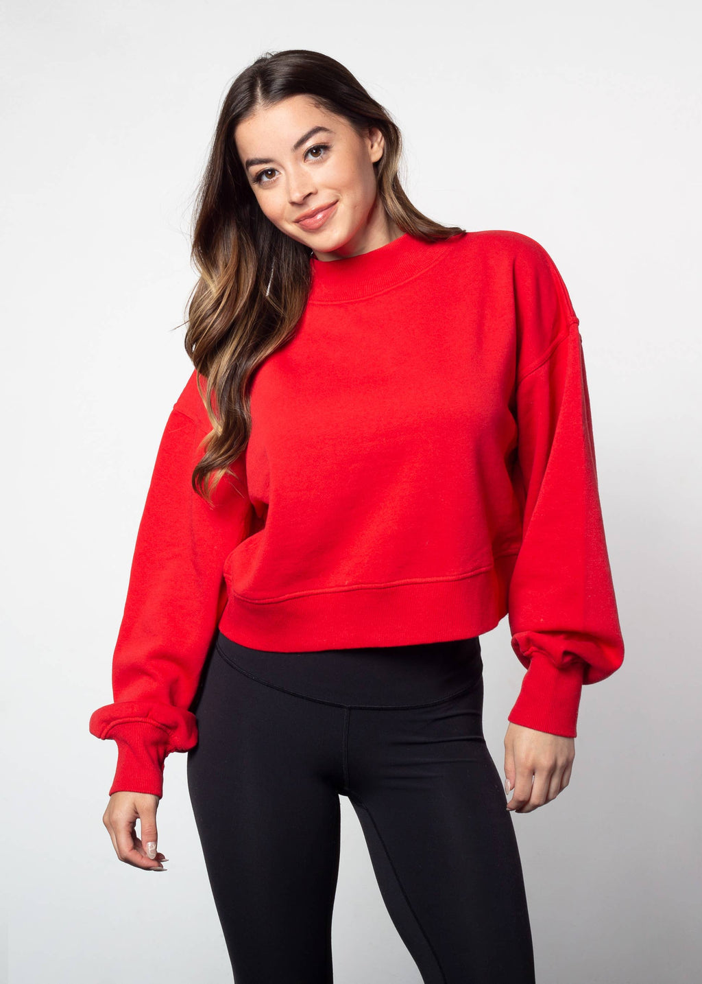 Cotton-Polyester Mock-Neck Pullover Sweatshirt 290 GSM