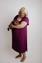 Plum Purple Maternity Labor and Delivery/ Nursing Gown
