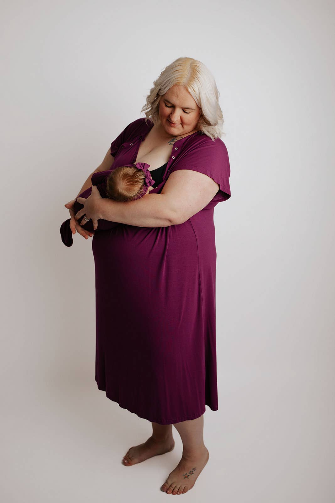 Plum Purple Maternity Labor and Delivery/ Nursing Gown
