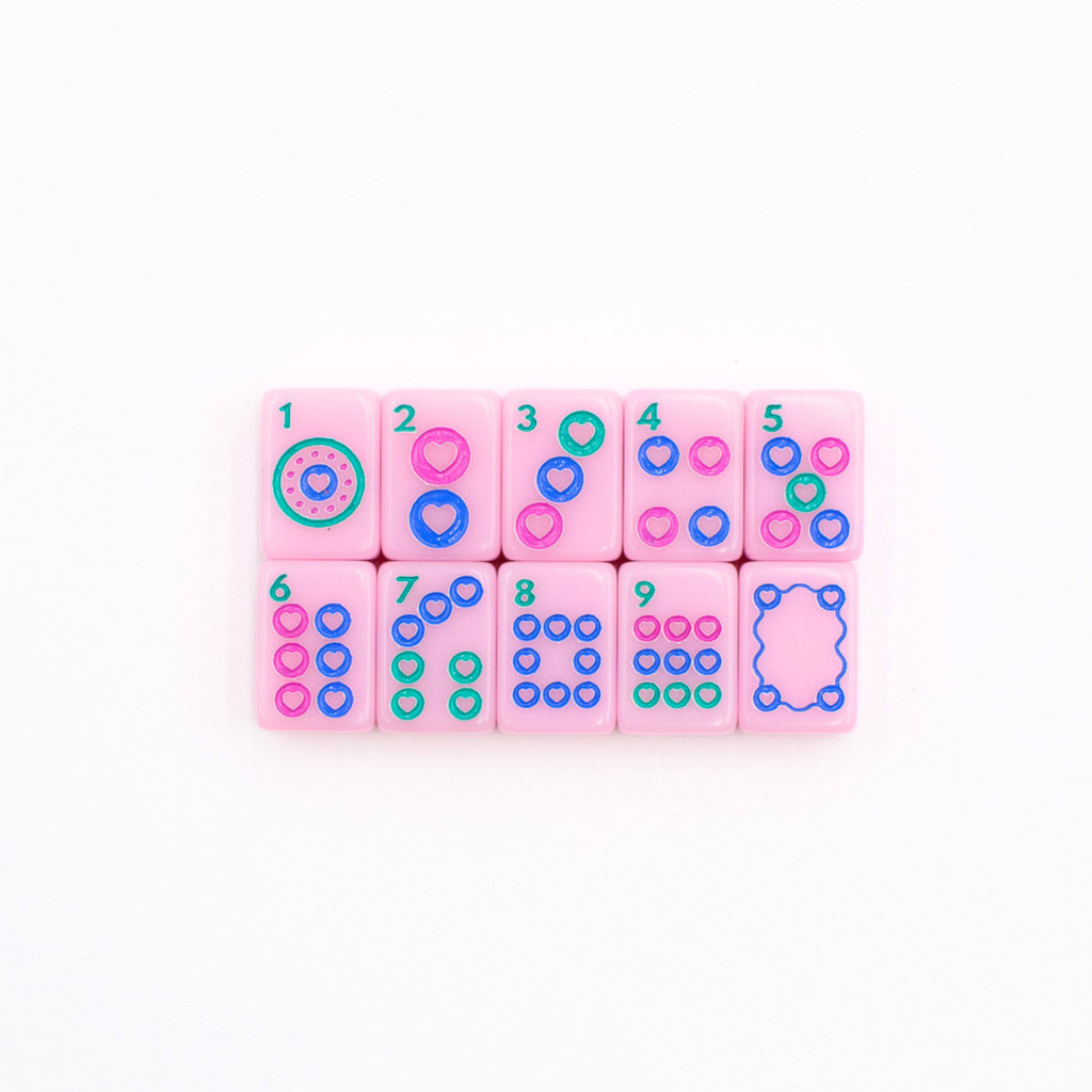 Melamine Mini Travel Mahjong Set 160 Tiles with Bag Pink