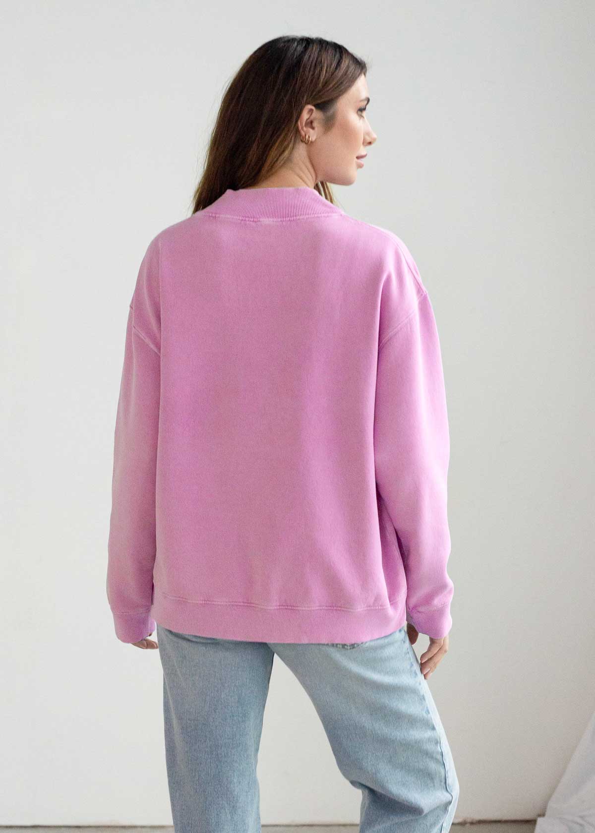 Cotton-Poly Fleece Mock-Neck Pullover Sweatshirt 280 GSM Vintage Wash