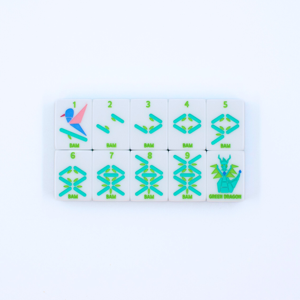 Melamine Crystal Prism Mahjong Tile Set 166 Tiles Blue 1.25"×0.9"×0.7"
