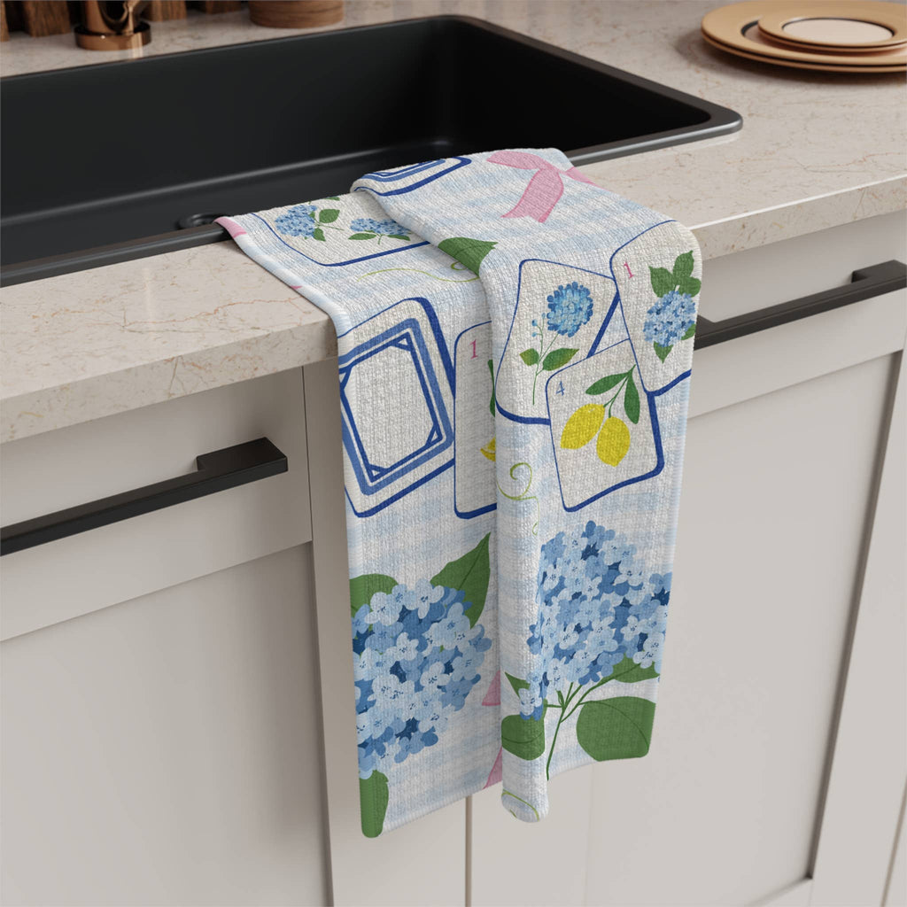 Mahjong Hydrangea Kitchen Towel Mahj