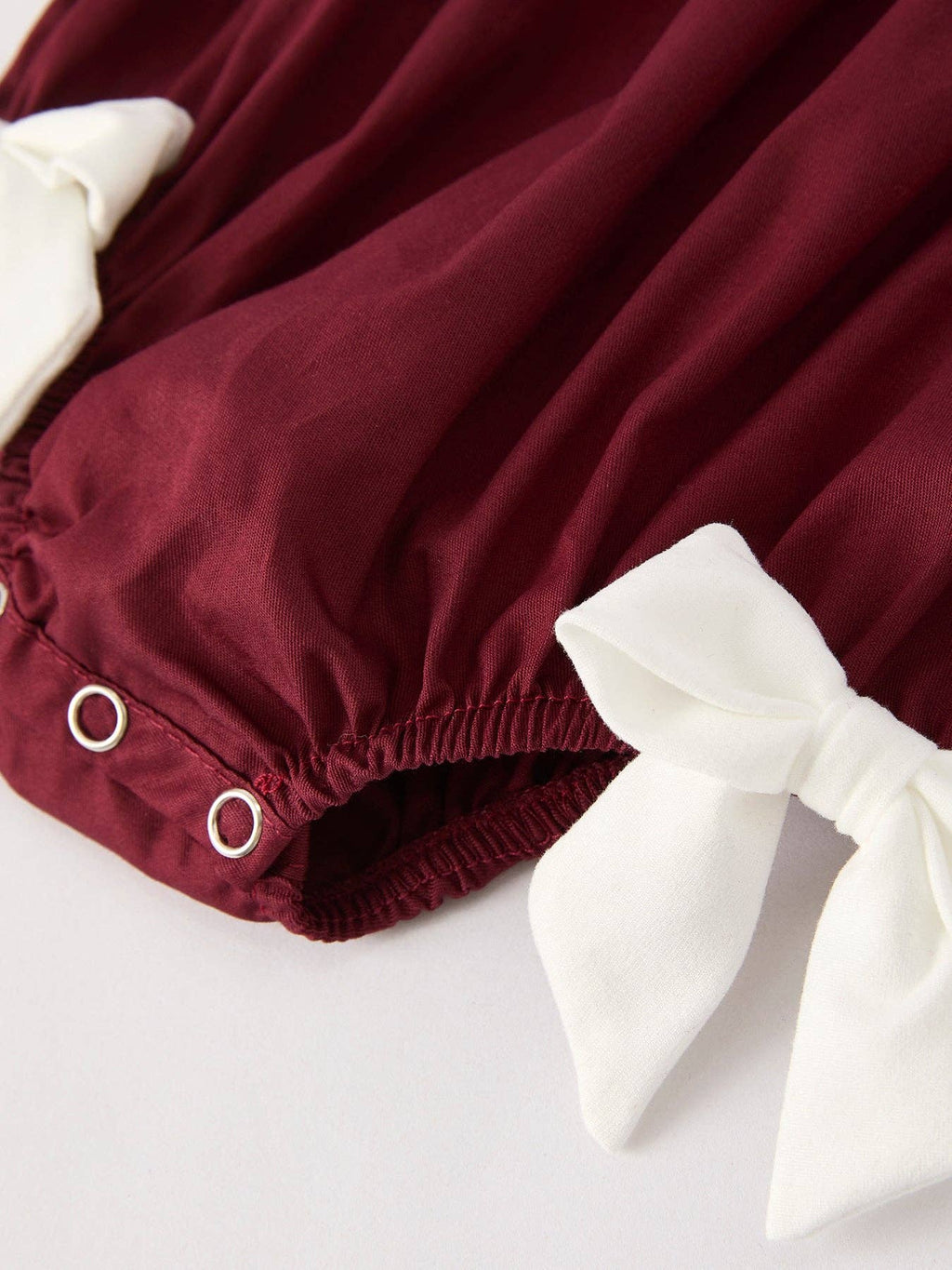 Cotton Smocked Dark Red Bishop Christening Girls Romper