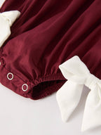 Cotton Smocked Dark Red Bishop Christening Girls Romper