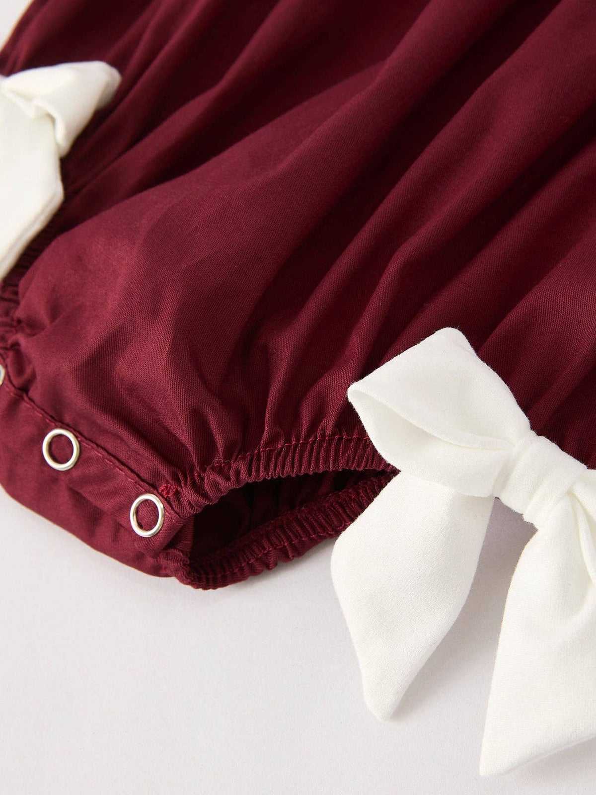Cotton Smocked Dark Red Bishop Christening Girls Romper