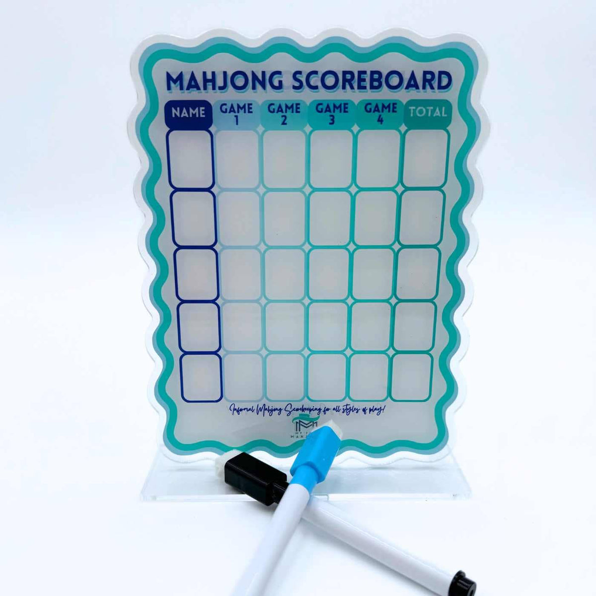 Mahjong Scoreboard (2 color combos) | Scalloped Dry Erase Board with Stand & Markers
