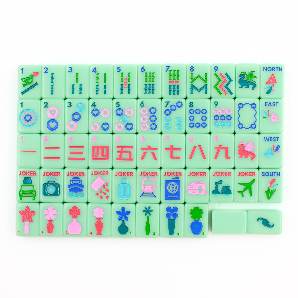 Melamine Mini Travel Mahjong Set 160 Tiles with Bag Green
