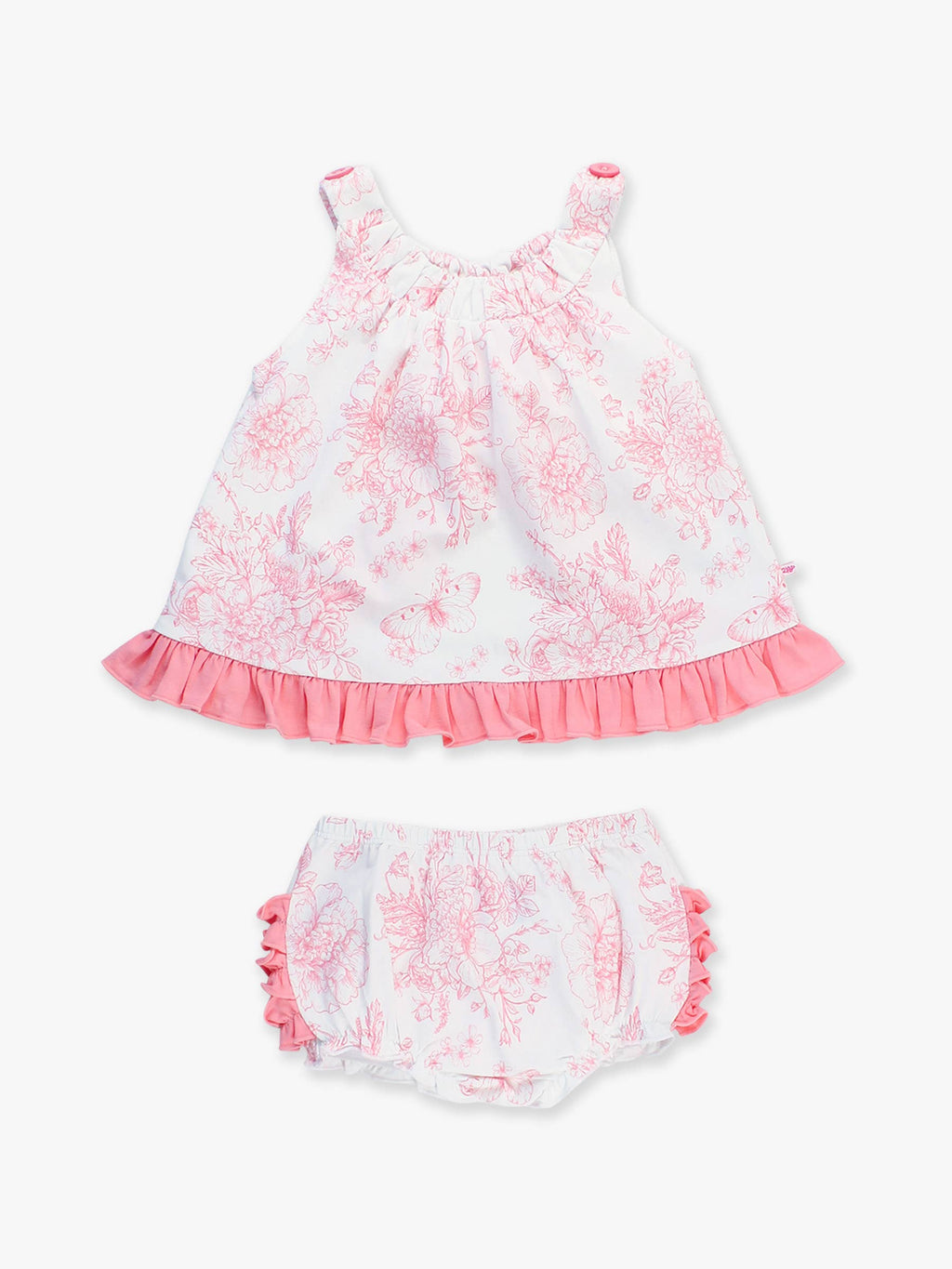 Cotton-Spandex Knit Butterfly Toile Swing Top & Bloomer Set