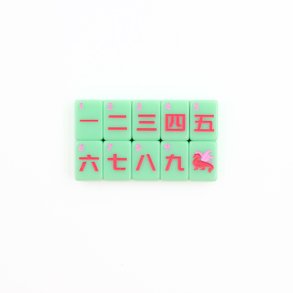 Melamine Mini Travel Mahjong Set 160 Tiles with Bag Green