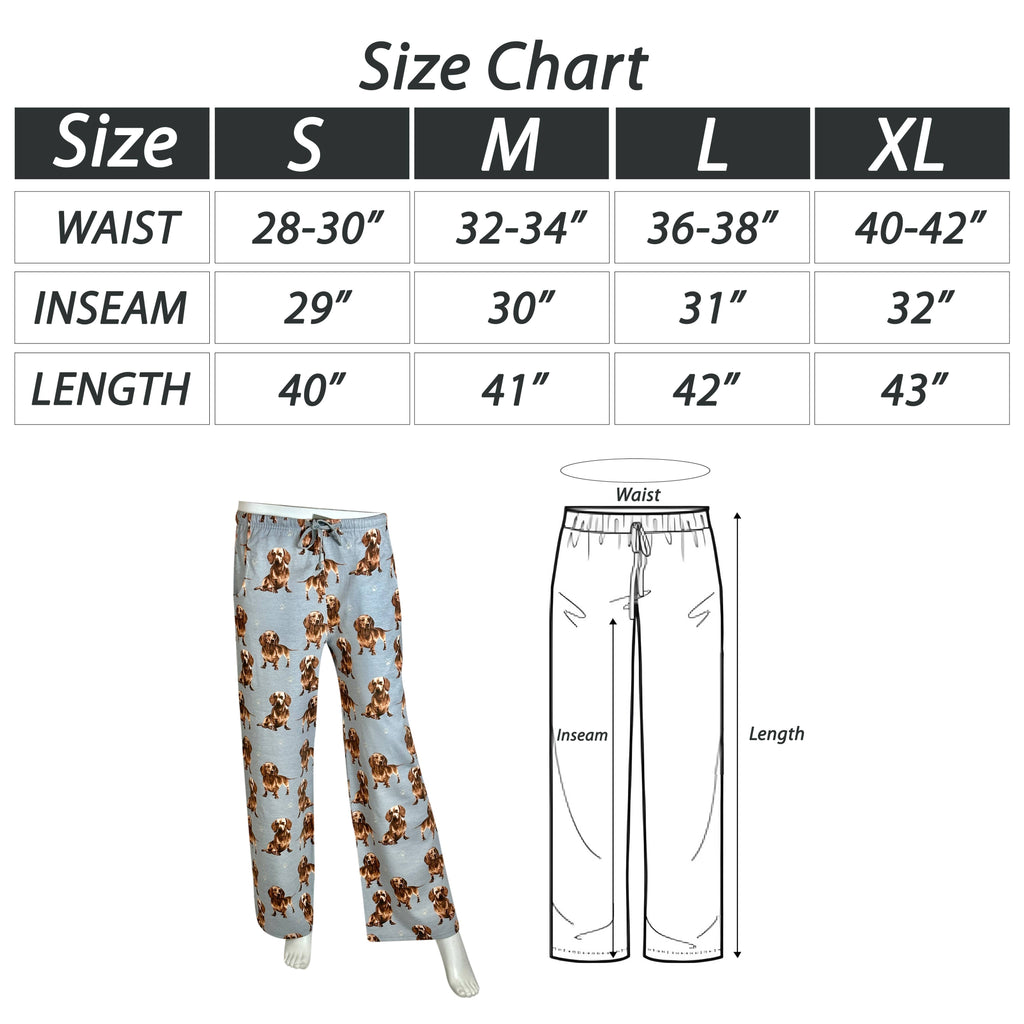 Cotton Blend Dachshund Print Unisex Pajama Bottoms