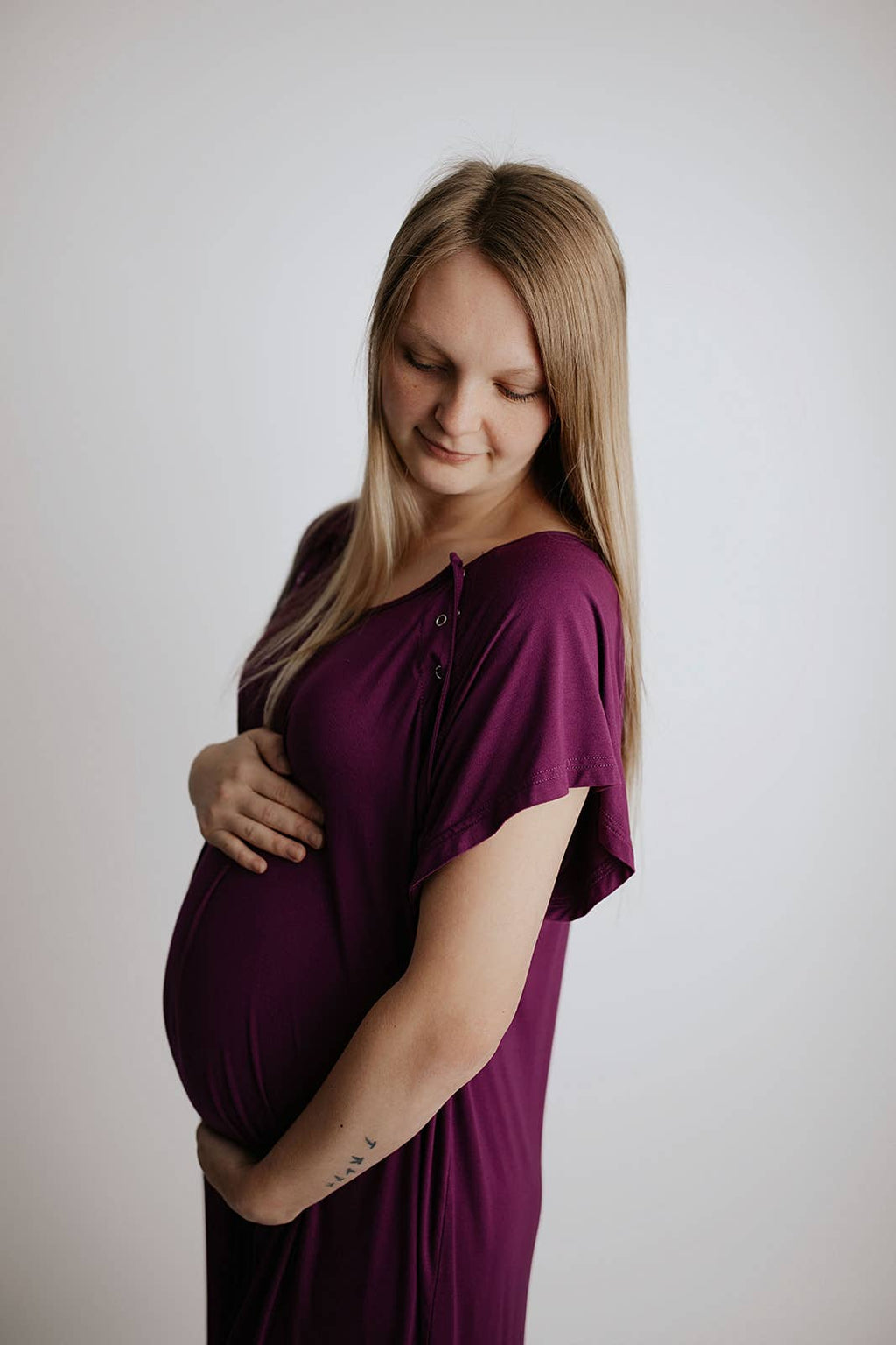 Plum Purple Maternity Labor and Delivery/ Nursing Gown
