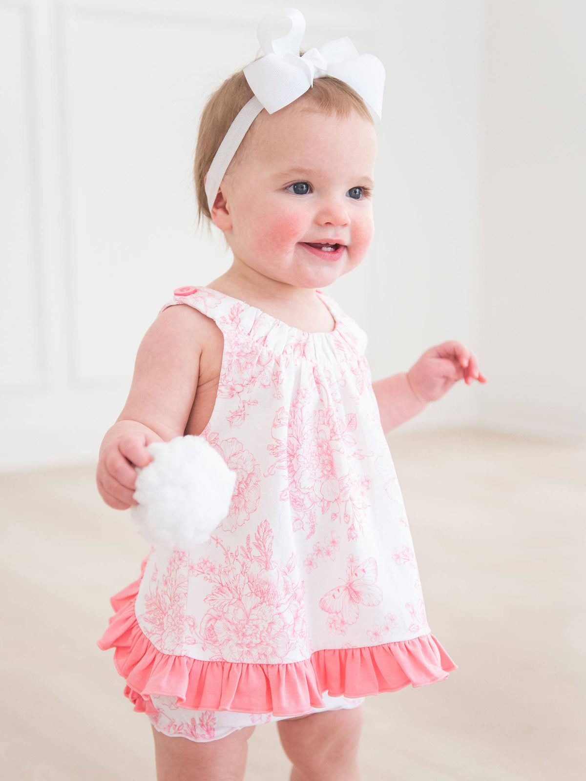 Cotton-Spandex Knit Butterfly Toile Swing Top & Bloomer Set