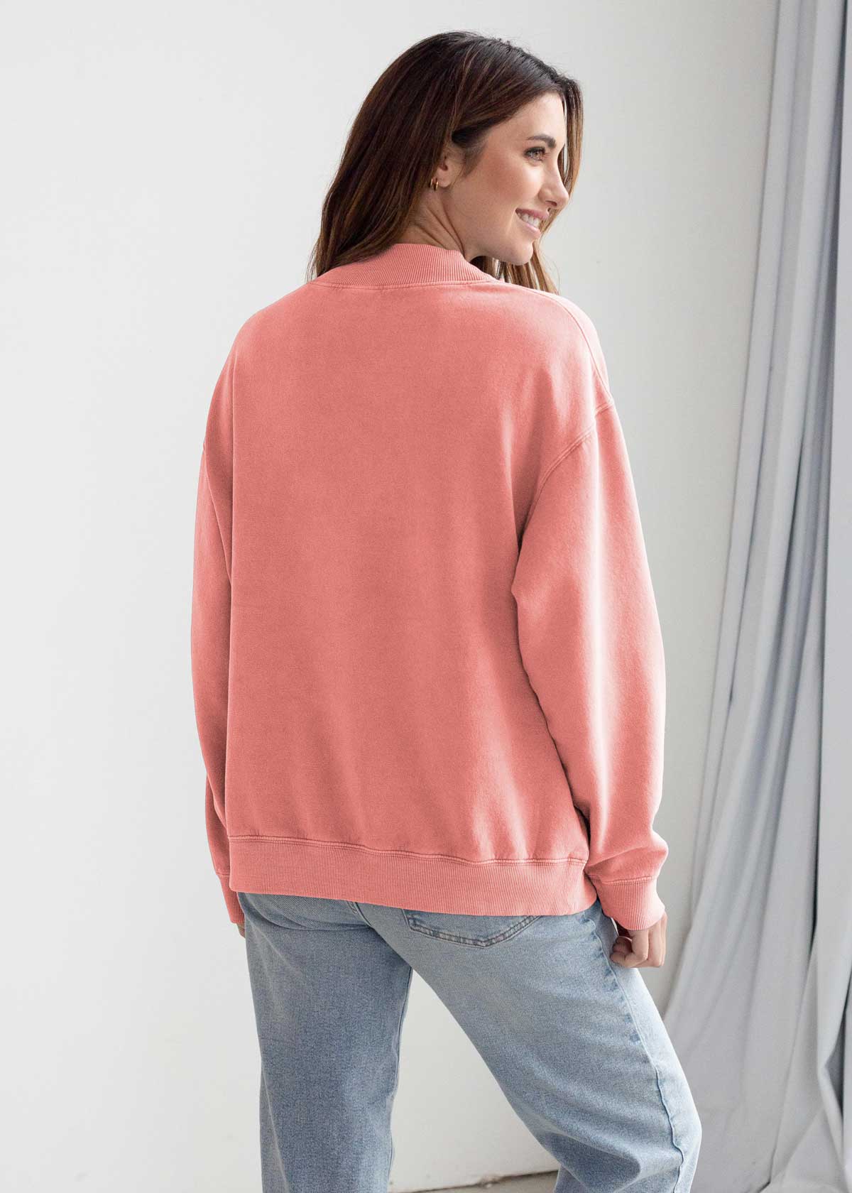 Cotton-Poly Fleece Mock-Neck Pullover Sweatshirt 280 GSM Vintage Wash