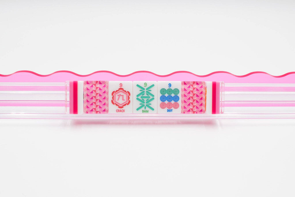 Melamine Crystal Prism Mahjong Tile Set 166 Tiles Pink 1.25"×0.9"×0.7"
