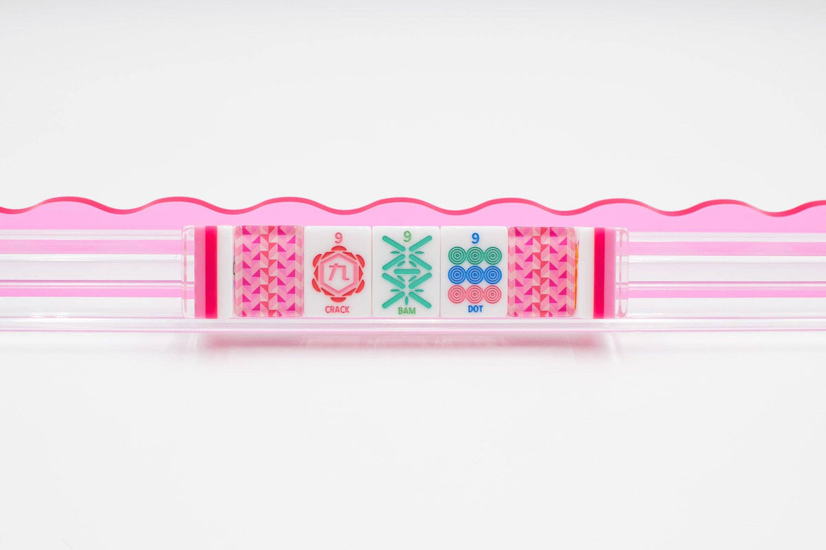 Melamine Crystal Prism Mahjong Tile Set 166 Tiles Pink 1.25"×0.9"×0.7"