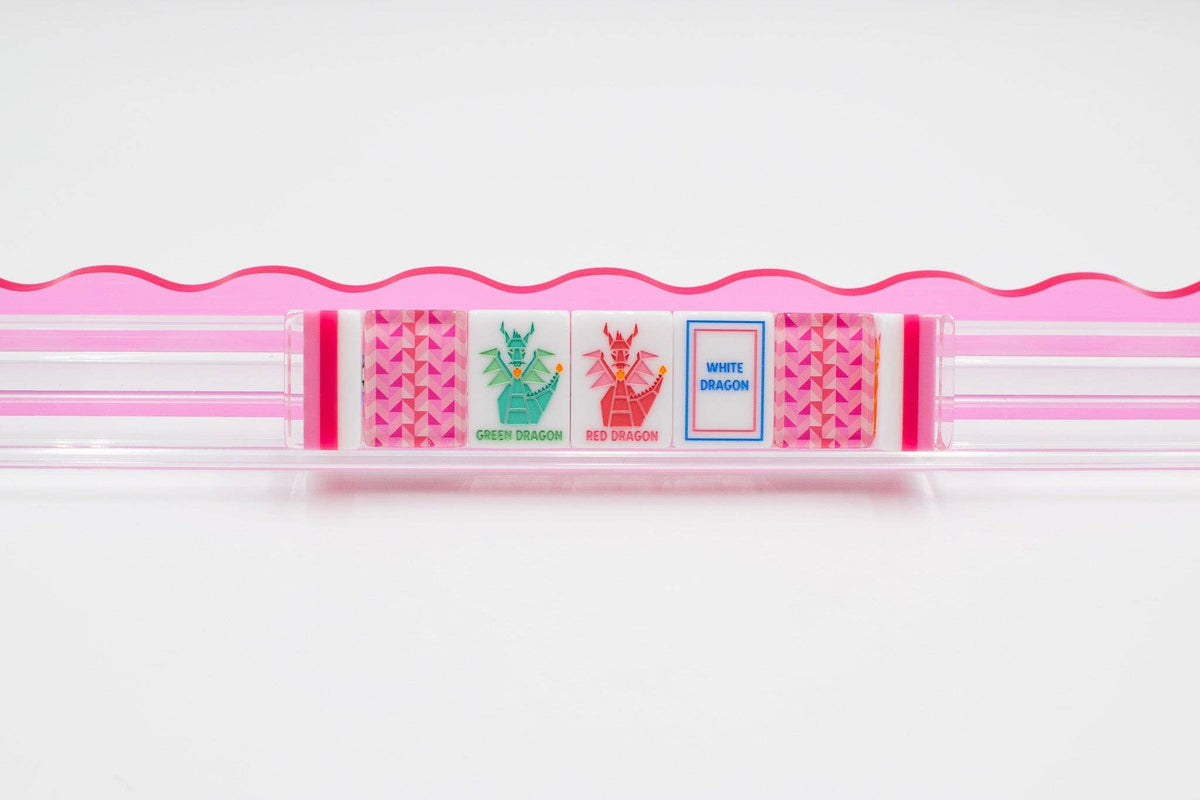 Melamine Crystal Prism Mahjong Tile Set 166 Tiles Pink 1.25"×0.9"×0.7"