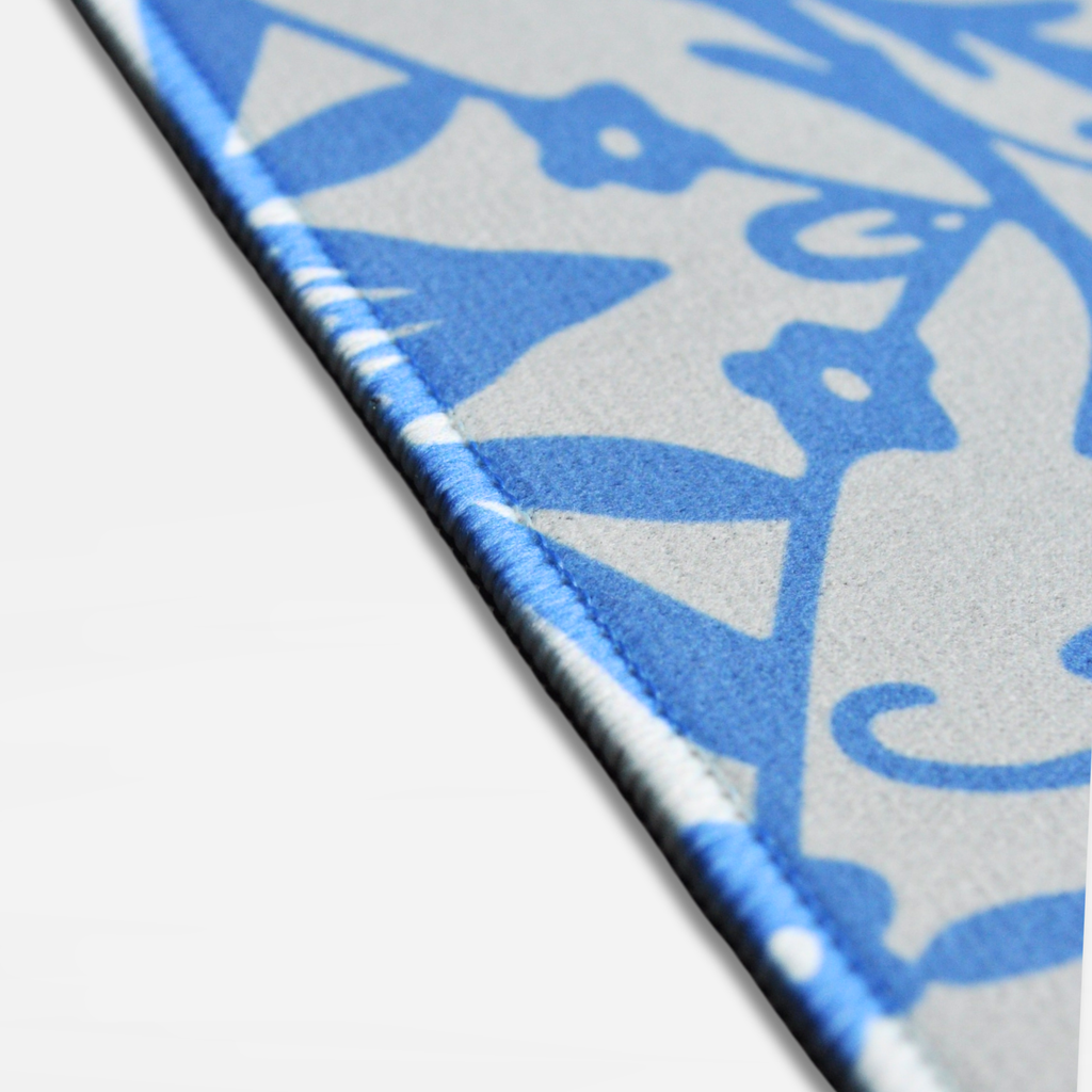 Neoprene Blue Bird Butterfly Motif Mahjong Mat 33"×33"