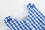 Royal Blue Gingham Alligator Applique Shortalls