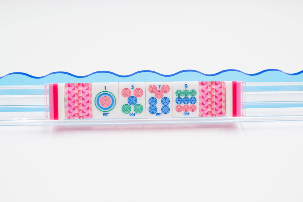 Melamine Crystal Prism Mahjong Tile Set 166 Tiles Pink 1.25"×0.9"×0.7"