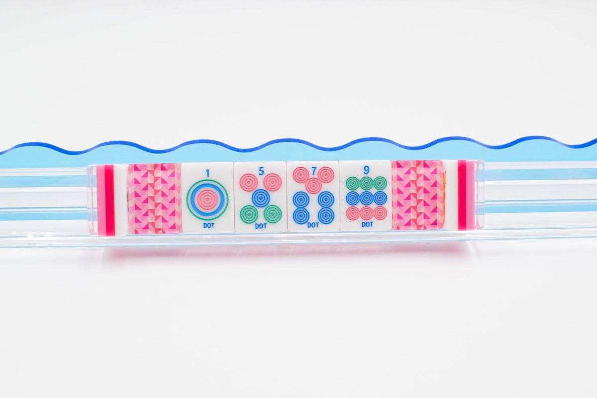 Melamine Crystal Prism Mahjong Tile Set 166 Tiles Pink 1.25"×0.9"×0.7"