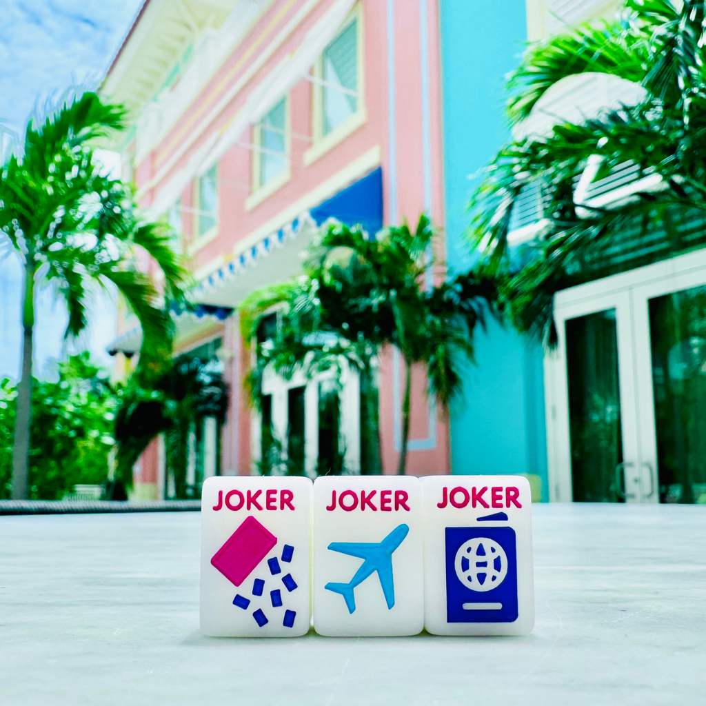 Melamine Mini Travel Mahjong Set 160 Tiles with Bag White