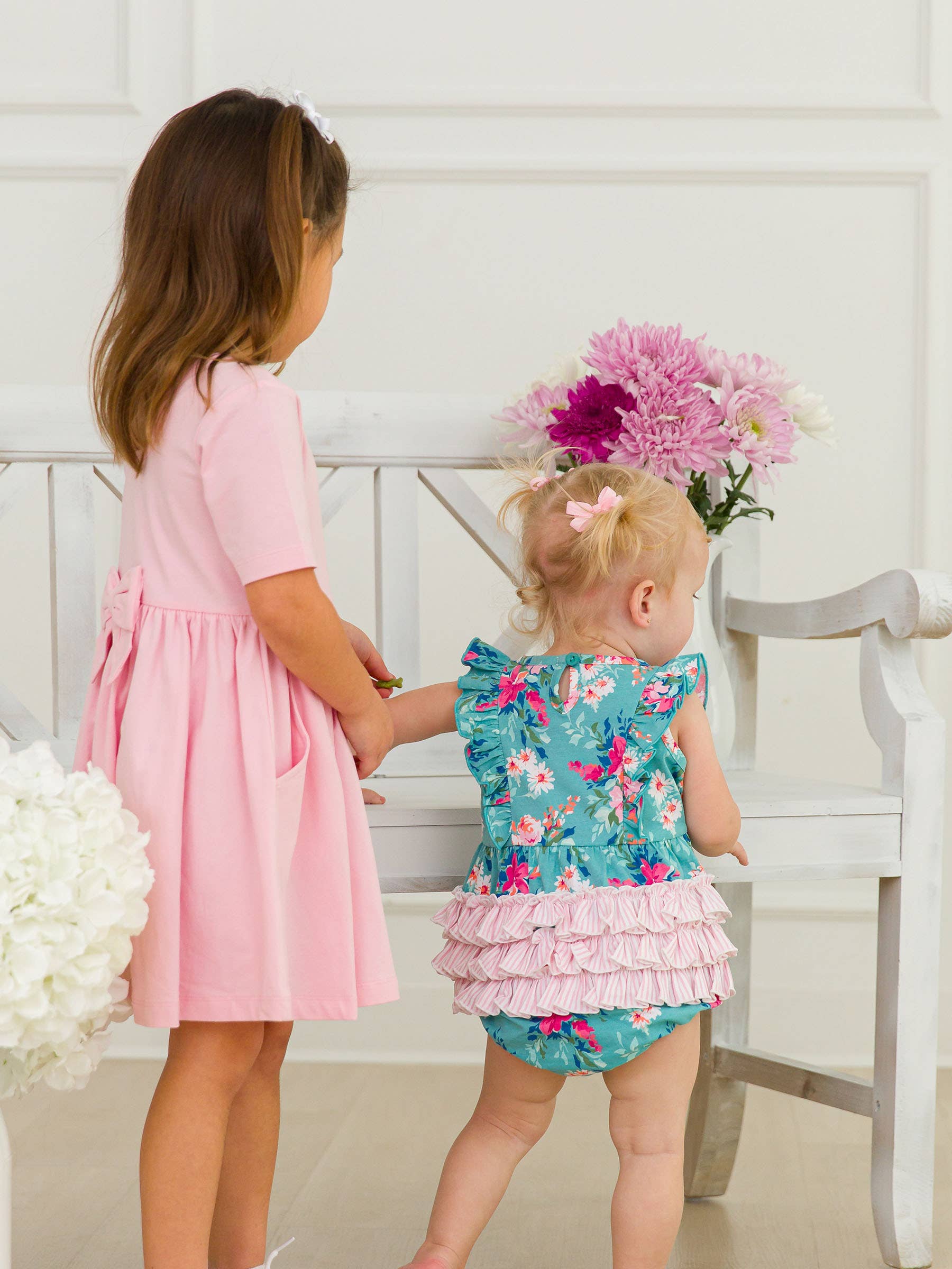 Cotton-Spandex Knit Floral Sleeveless Waterfall Bubble Romper
