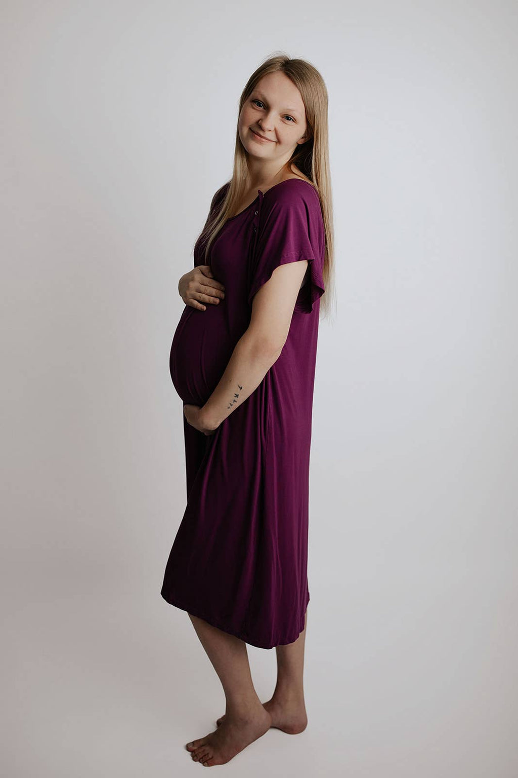 Plum Purple Maternity Labor and Delivery/ Nursing Gown