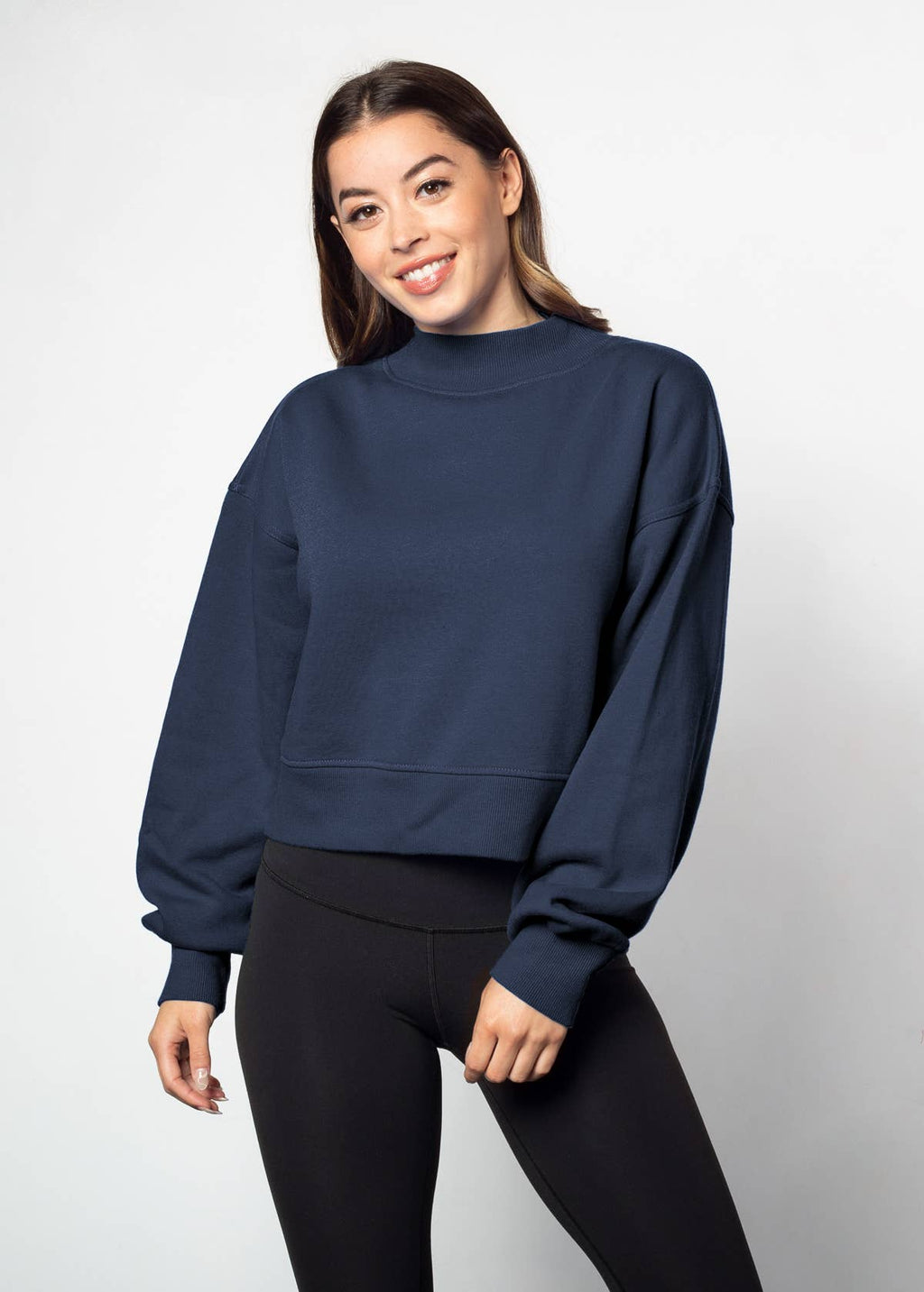 Cotton-Polyester Mock-Neck Pullover Sweatshirt 290 GSM